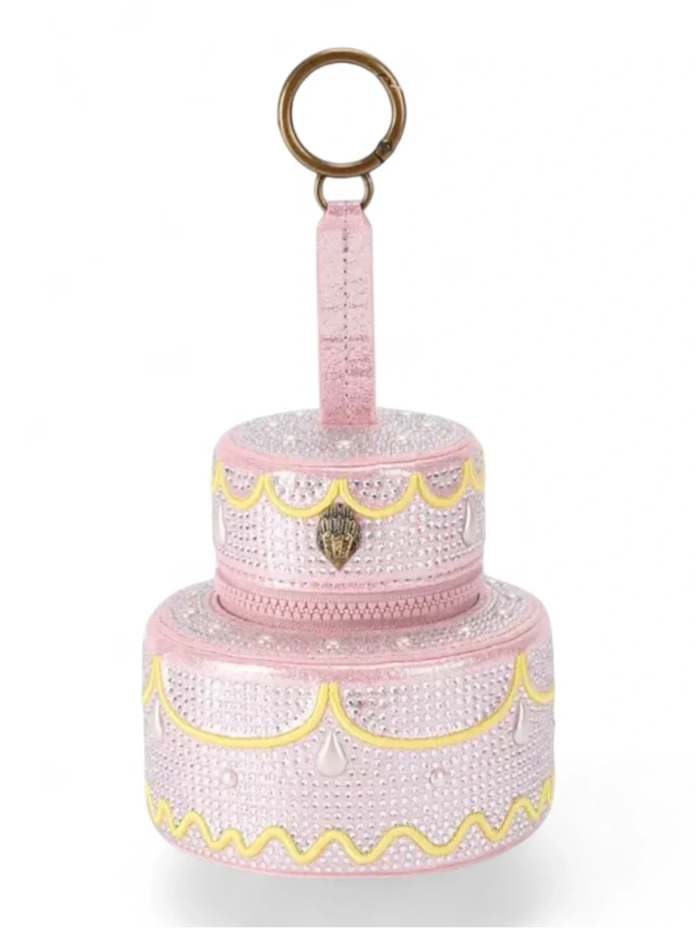 ✨💎VIRAL💎✨ NWT KURT GEIGER Pave Crystal Pink Cake-Shape Micro Bag Charm w/Dusty - Picture 1 of 6